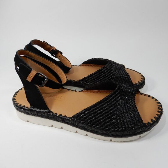Gentle Souls Lucille Raffia Platform Sandals Flat Size 8 Black Comfort NEW - Picture 9 of 14